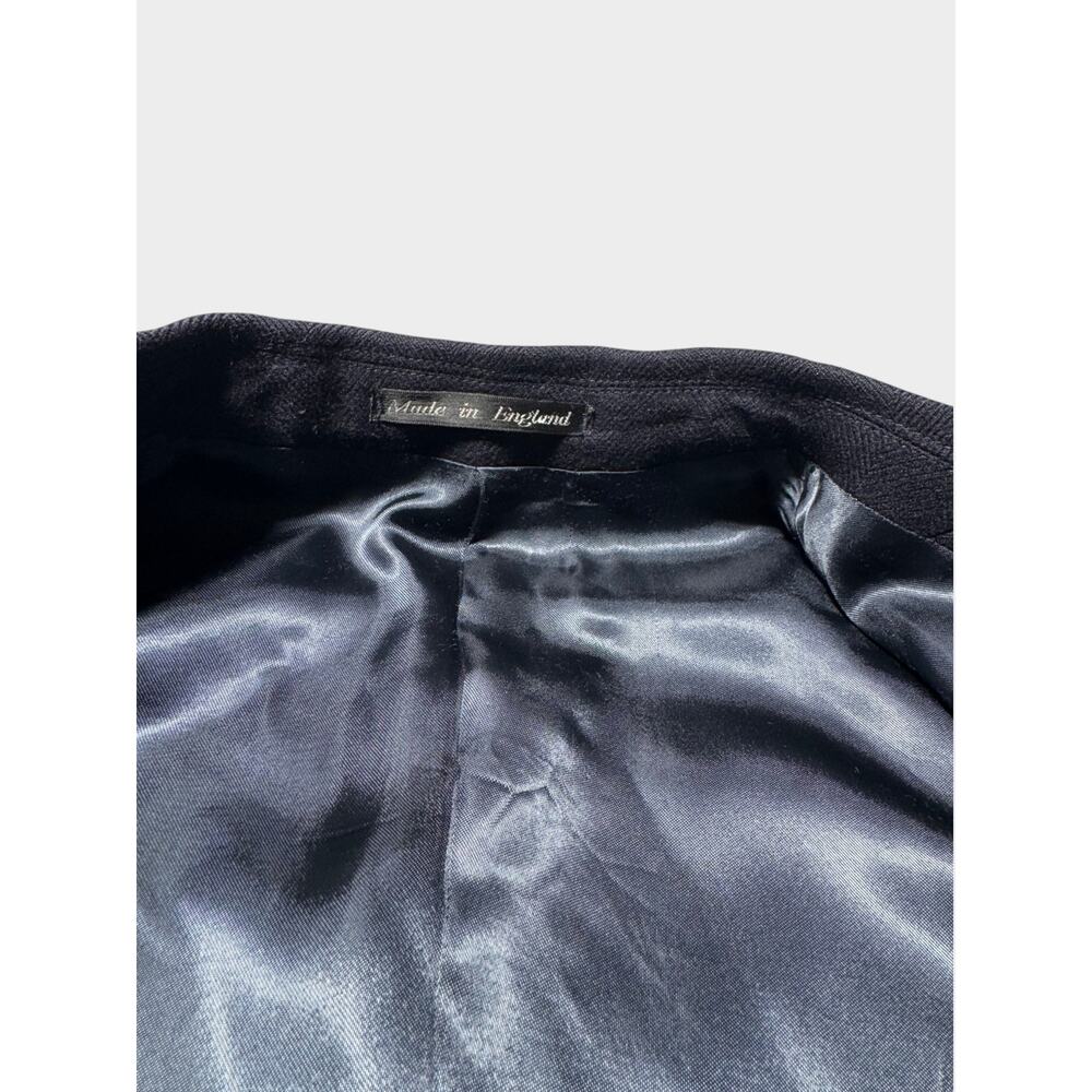 Vintage Burberrys Long Trench Coat Womens UK 6 Navy Blue Wool Double Breasted - Picture 6 of 16